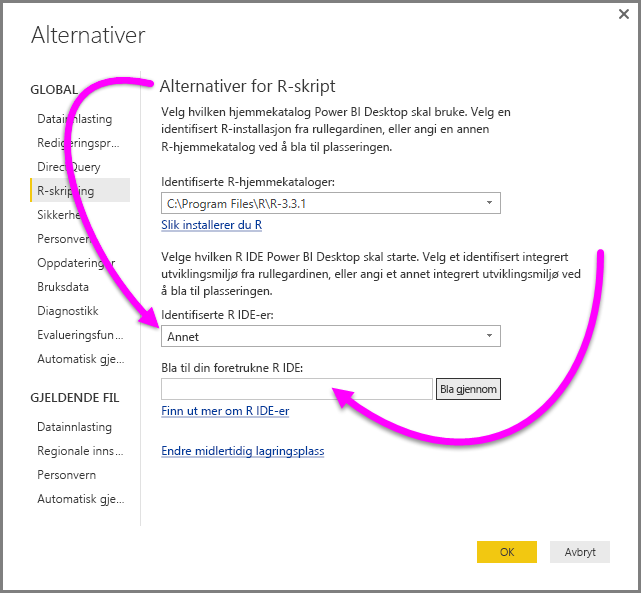 Screenshot of the Options dialog, showing Other is entered in the Detected R I D E field to enter a preferred R I D E.