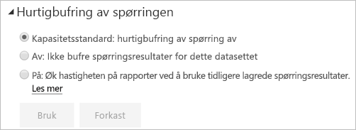 Dialogboksen Hurtigbufring av spørring