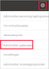 Skjermbilde som viser hvordan du velger Administrer tilkoblinger og gatewayer.