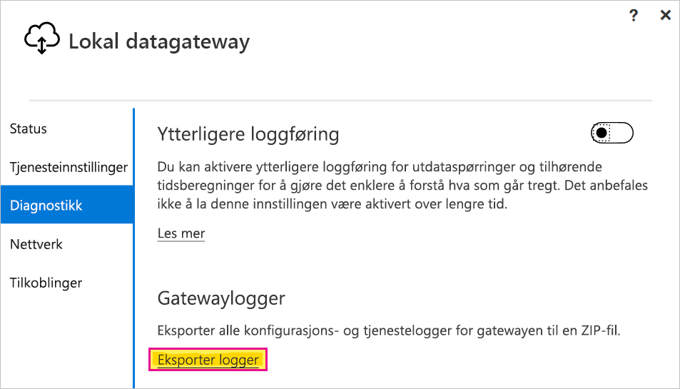 Eksporter gatewaylogger