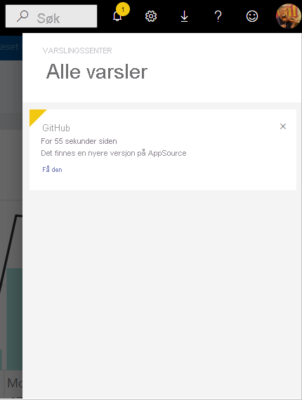 Screenshot of the Power BI notification icon expanded to show all notifications.