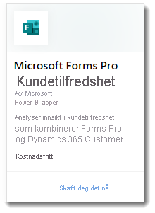 Skjermbilde viser Microsoft Forms Pro Customer Satisfaction-nettappen.