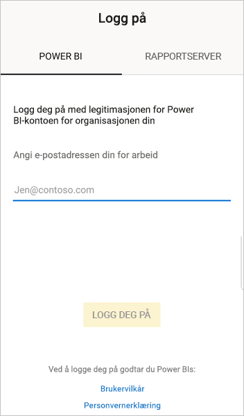 logg på Power BI