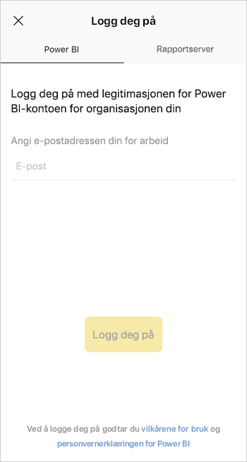 Logg på Power BI-mobilappen