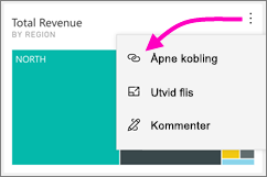 Skjermbilde av et instrumentbord som viser den loddrette ellipsen som peker til Åpne kobling.