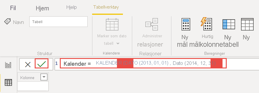 Skjermbilde av DAX-uttrykkskalender.