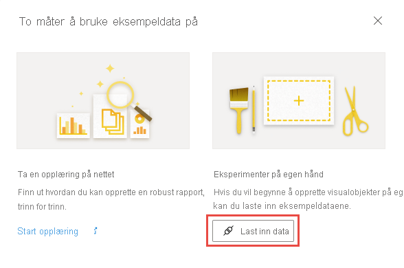 Skjermbilde av To måter å bruke eksempeldata > laster inn data på.