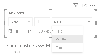 Skjermbilde som viser alternativer for tidsvindu for et filterkort.