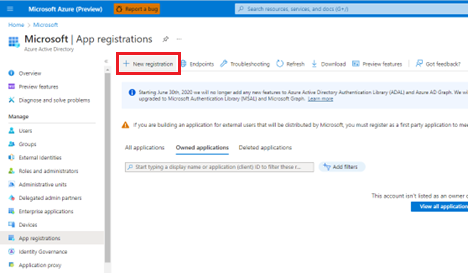 Skjermbilde av Microsoft Entra-appens nye registreringsgrensesnitt.