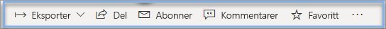 Skjermbilde av Power Bi-tjeneste som viser merkede ikonknapper.
