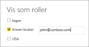 Skjermbilde av vinduet Vis som roller med en eksempelbruker angitt.