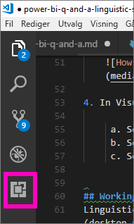 Screenshot of the left menu in Visual Studio Code with the Extensions icon highlighted.