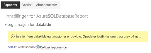 Skjermbilde av innstillingene for Azure SQL Database.