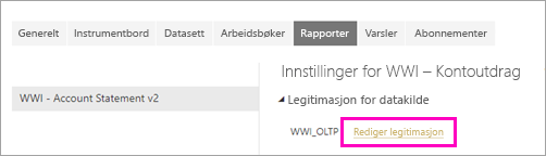 Skjermbilde som viser Rediger legitimasjon.