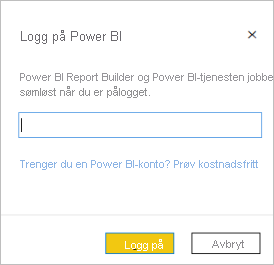 Skjermbilde som viser Logg på Power BI.