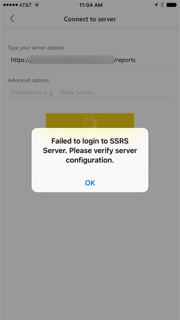 Feilmeldingen «Kan ikke logge på SSRS-server»