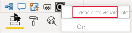 Skjermbilde av alternativet for å løsne en visualisering fra visualiseringsruten.