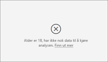 Skjermbilde av feilmeldingen ikke nok data.