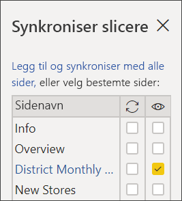 Skjermbilde av Slicer for månedlig salg i Synkroniseringsdistrikt.