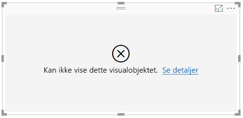 Skjermbilde som viser feilmeldingen R-visualobjekt.