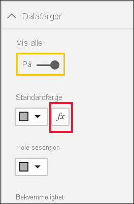 Skjermbilde av Farger-kortet under Kolonner.