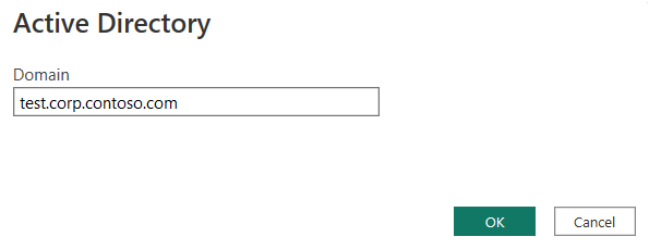 Screenshot of Active Directory window with a domain entered.