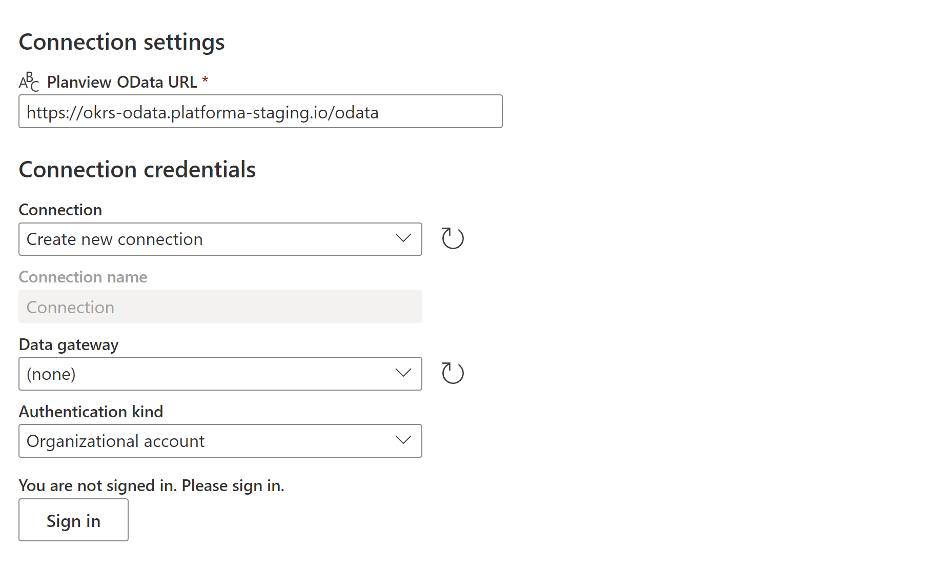 Skjermbilde av detaljene for Power Query Online.