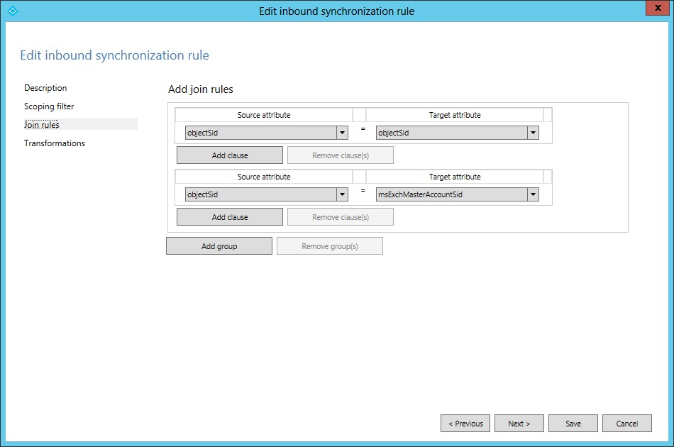 Edit intbound synchronization rule