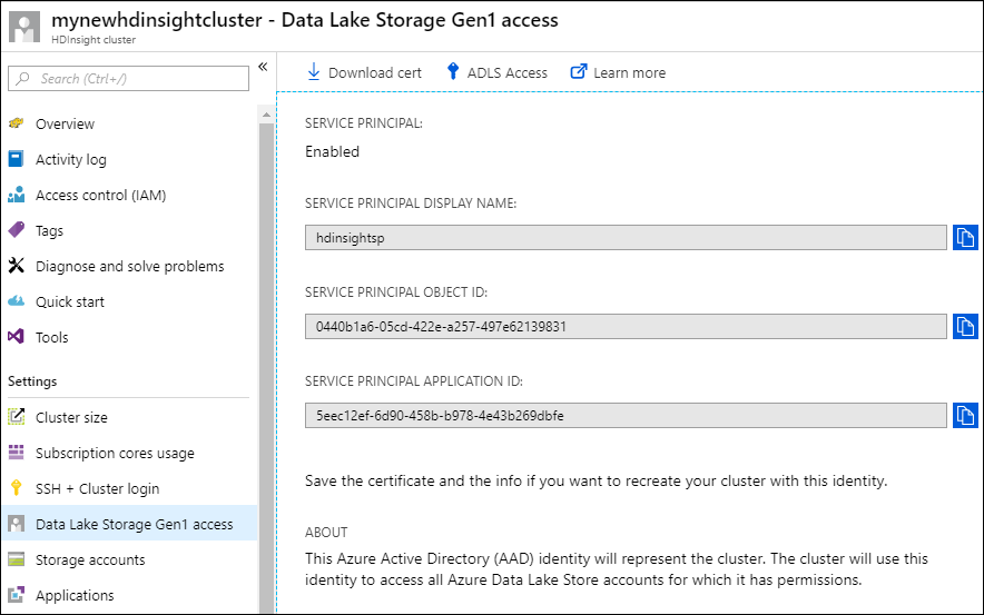 Verify service principal