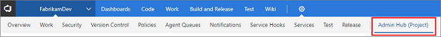 Custom project admin hub, TFS versions