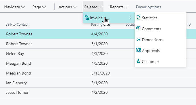 Related sales invoices