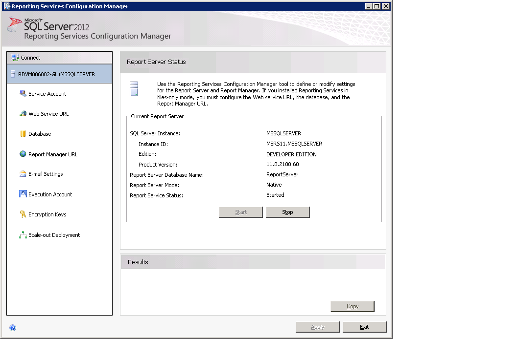 Reporting Services Configuration Manager