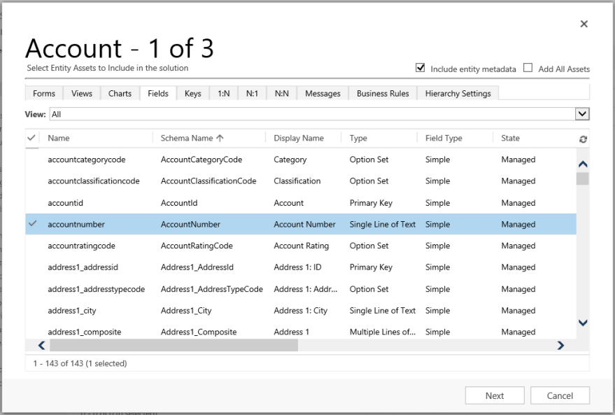 Select the Account entity assets.