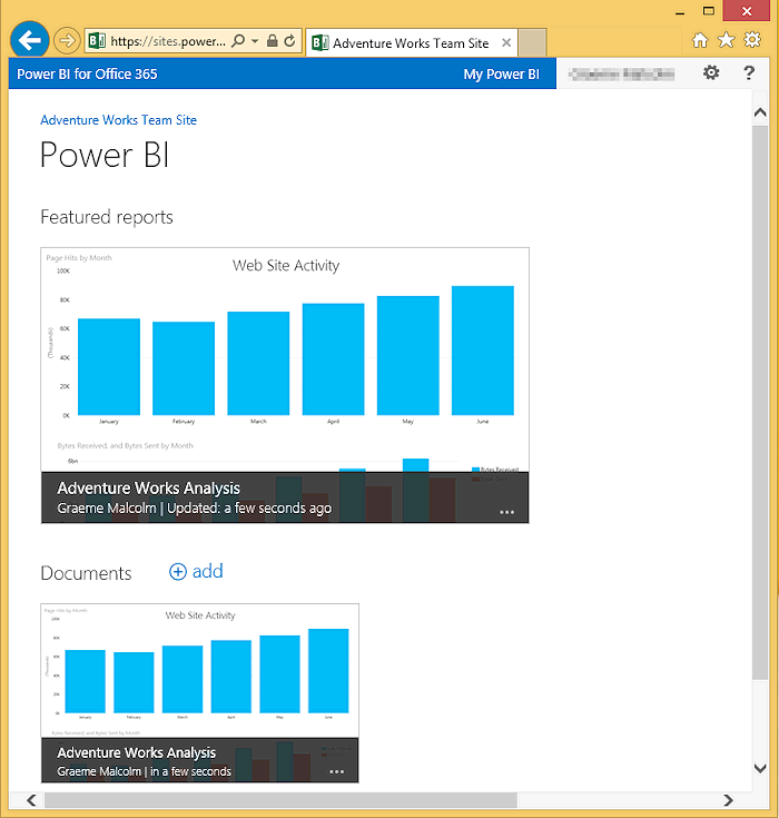 Figure 5 - A report in a Power BI site