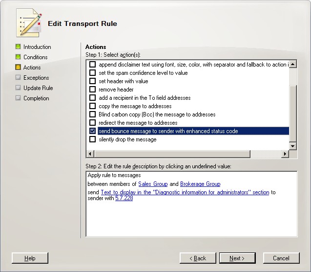 Create Ethical Wall Using Transport Rule Wizard