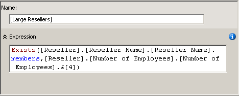 Calculation Expressions pane for [Large Resellers]