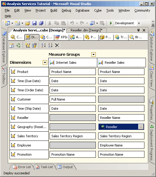 Dimension Usage tab of Cube Designer