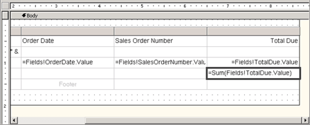 Subtotal expressionin table data region