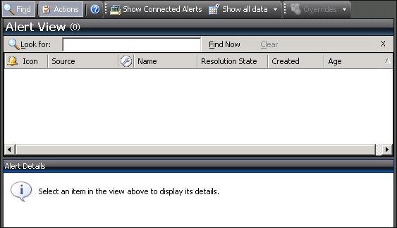 A blank Alerts view window