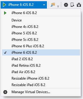 Selecting an iPhone debug target