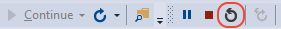 Restart button on the debugging toolbar in Visual Studio.
