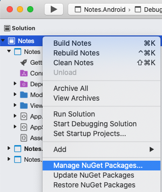 Manage NuGet Packages