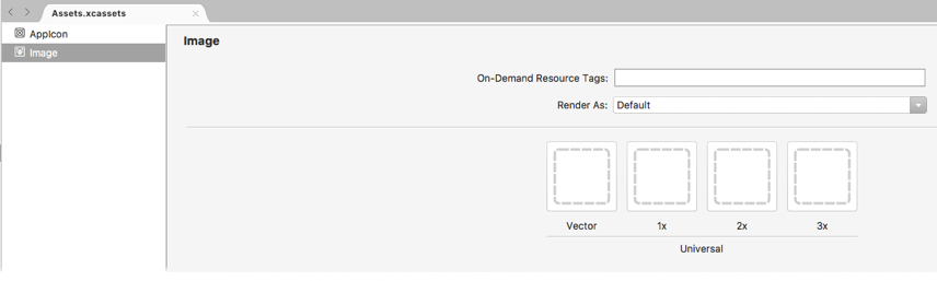 Screenshot of the new image set in the asset catalog in Visual Studio for Mac