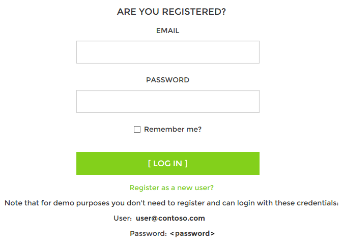 Login page displayed by the WebView