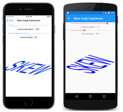 Triple screenshot of the Skew Angle Experiment page