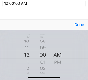 Screenshot of a TimePicker