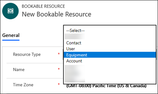 Screenshot of resource types.