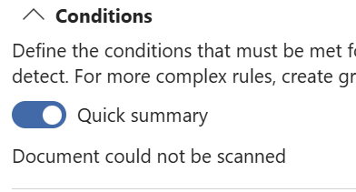 Policy conditions for match summary for scenario 3.