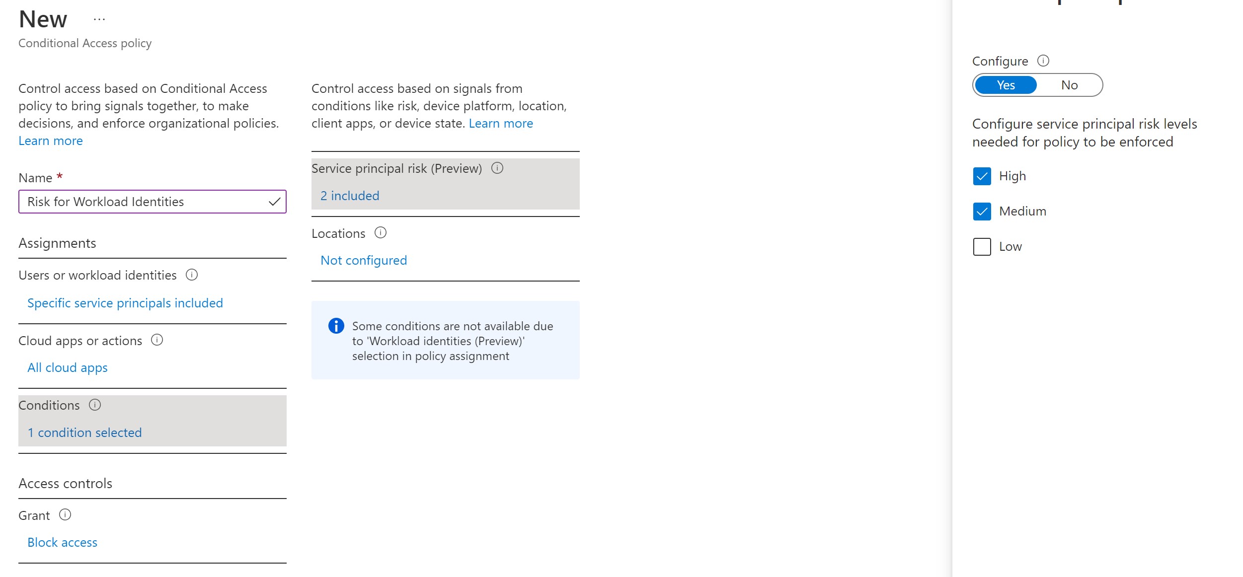 Screenshot of how to control user access based on conditional access policy.