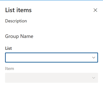 The itemName property rendered in the web part property pane using a dropdown control